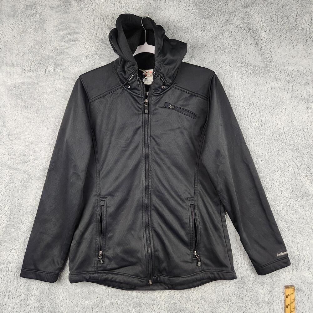 Avalanche Jacket Womens Medium Black Softshell Hooded Zip Windbreaker Pockets